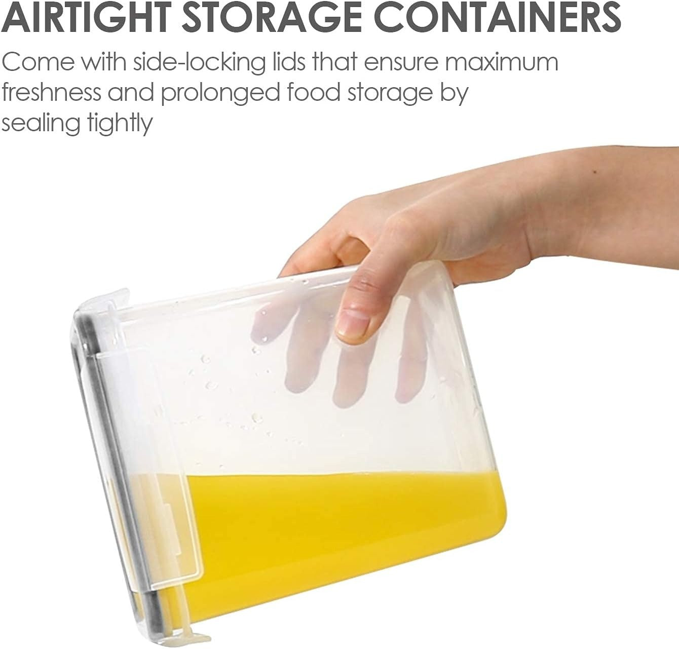 someones showing how leak proof it is of Airtight Food Storage Container 