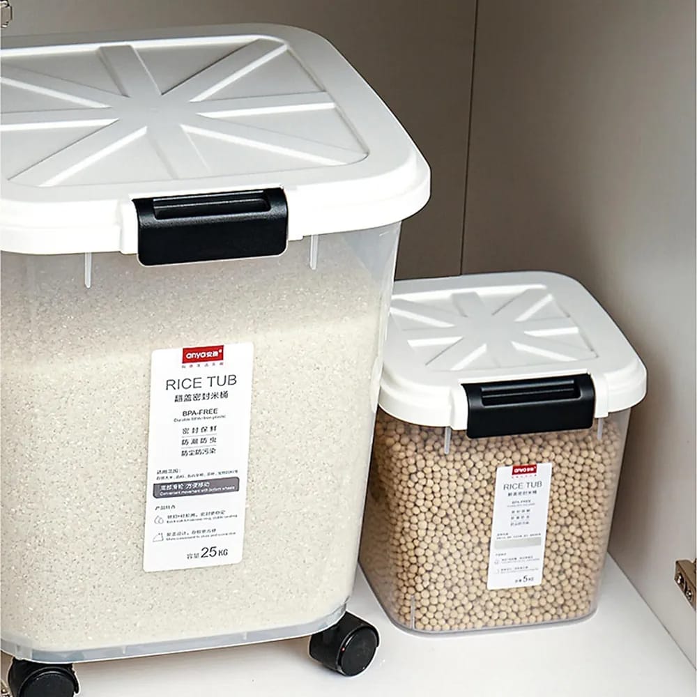 Airtight Grain Storage Box Storing Rice and Pulses.