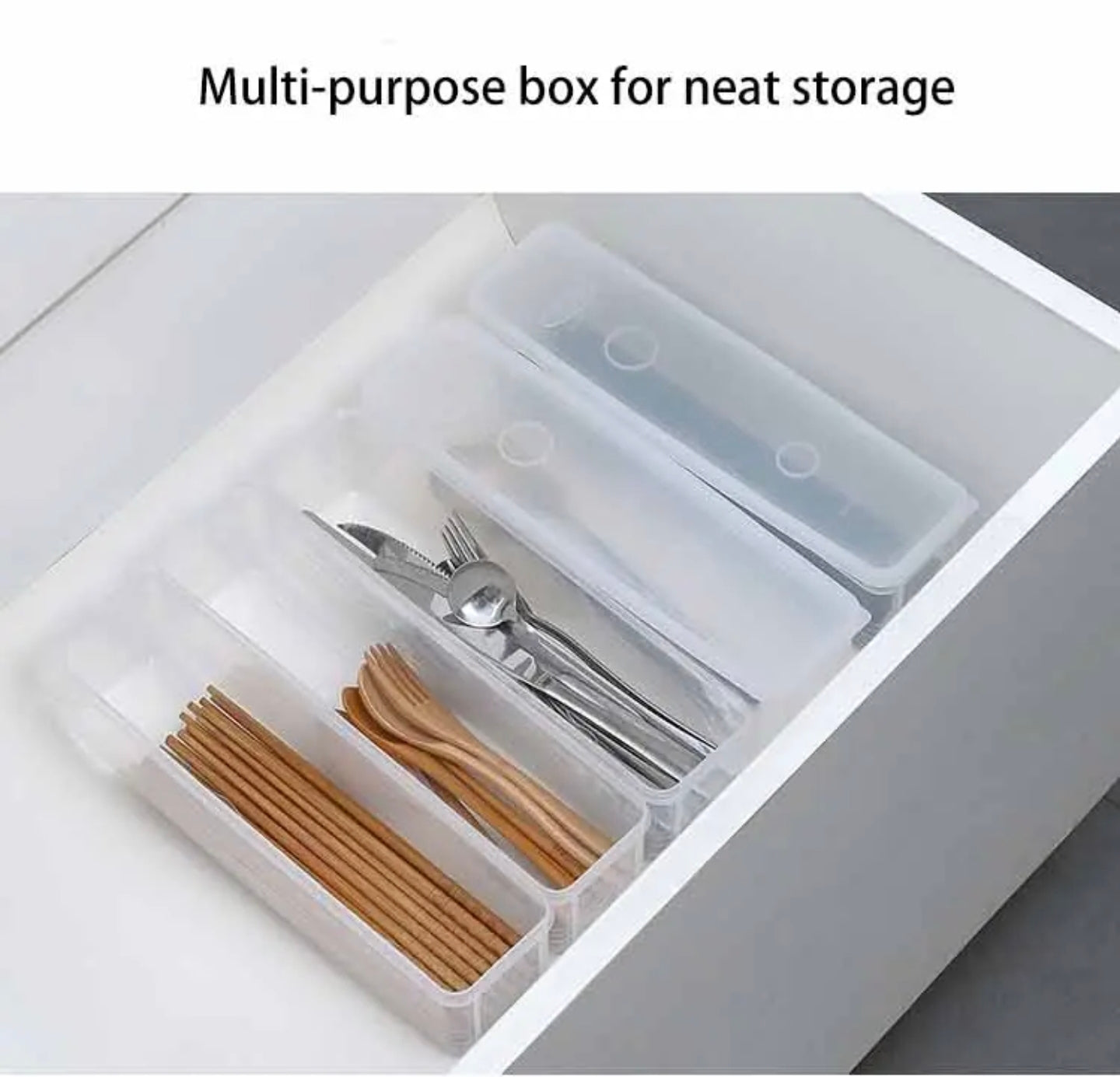 Forks and Spoons Are Stored in a Airtight Rectangular Storage Box.