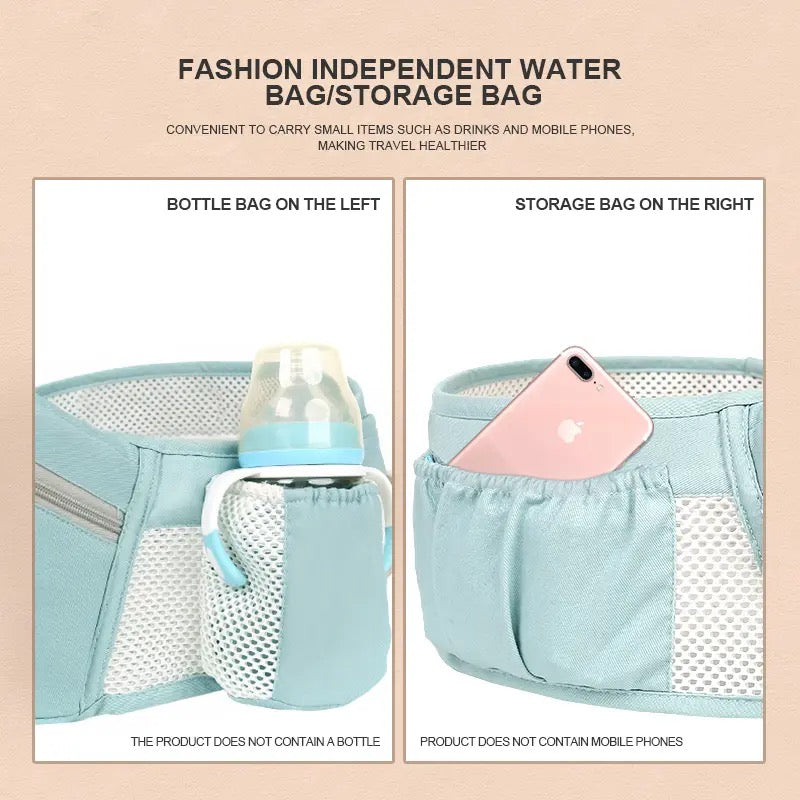 A baby bottle and a phone in the All-Position Baby Carrier