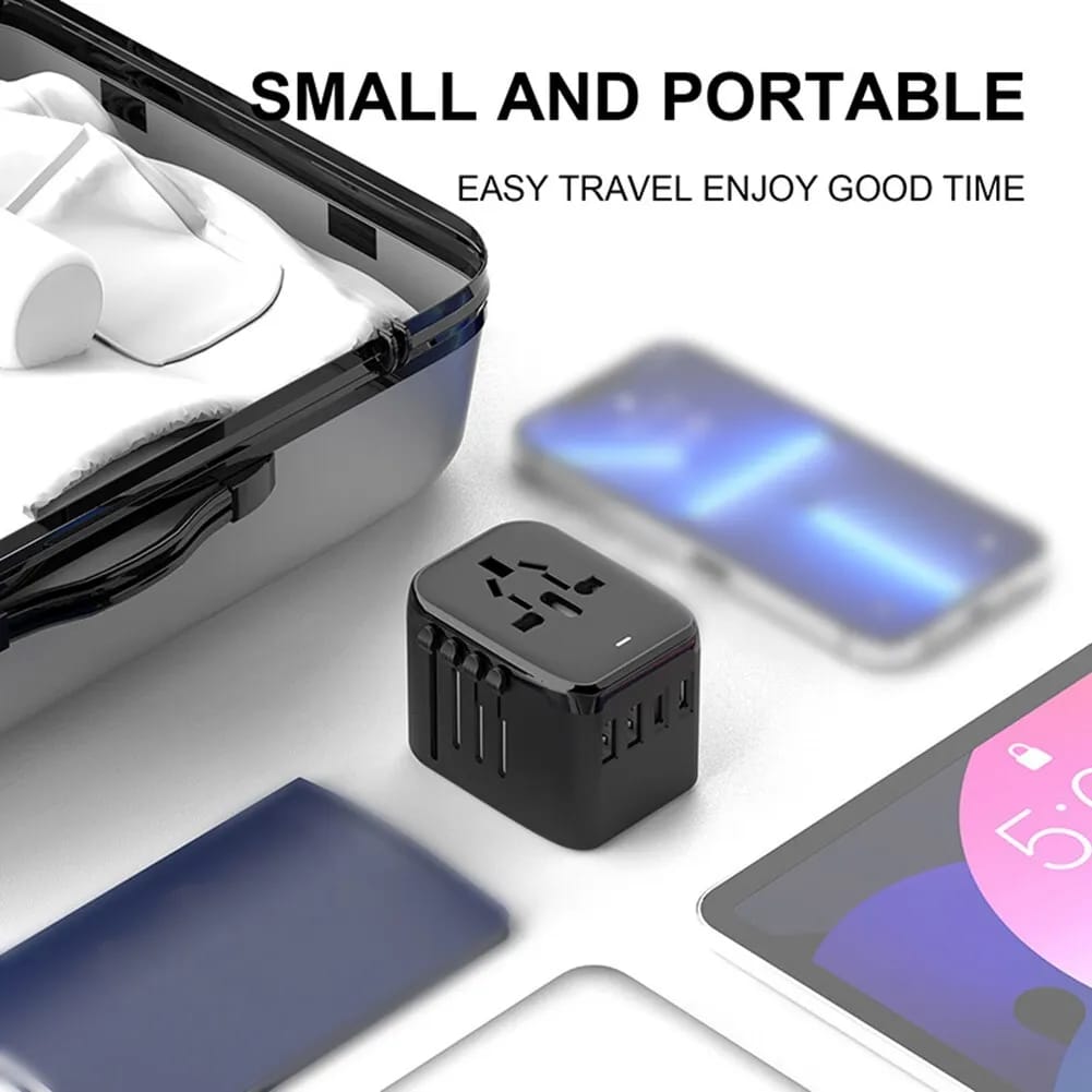 All-in-One Universal Travel Adaptor with Multiple USB Ports for easy travel