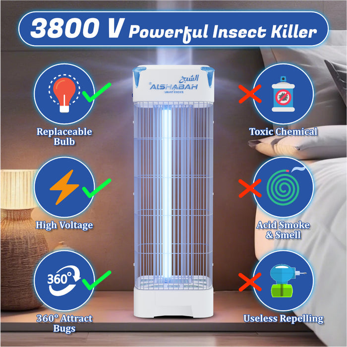 Alshabah Pro Flying Insect Killer with features highlighted.