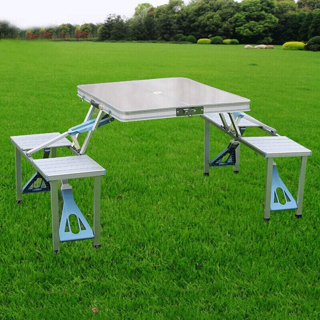 Aluminum Picnic Table, 4-Seater Folding Suitcase Camping Table with Bench Aluminum Picnic Table, 4-Seater Folding Suitcase Camping Table with Bench