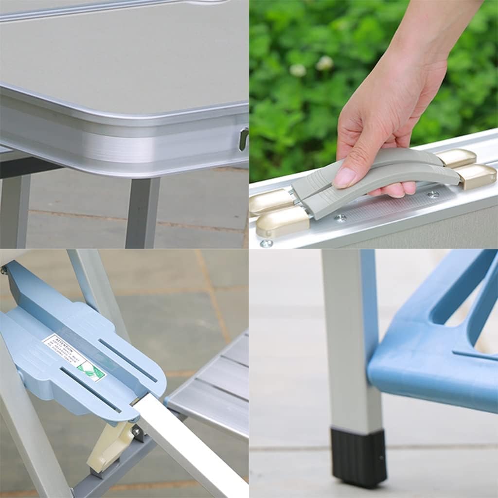 Aluminum Picnic Table, 4-Seater Folding Suitcase Camping Table with Bench Aluminum Picnic Table, 4-Seater Folding Suitcase Camping Table with Bench