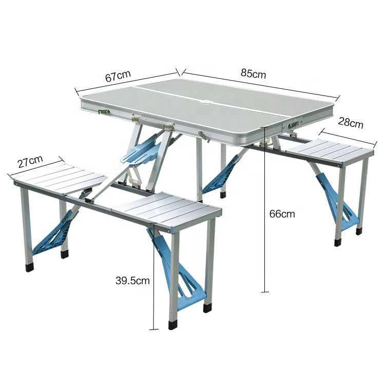 Aluminum Picnic Table, 4-Seater Folding Suitcase Camping Table with Bench Aluminum Picnic Table, 4-Seater Folding Suitcase Camping Table with Bench