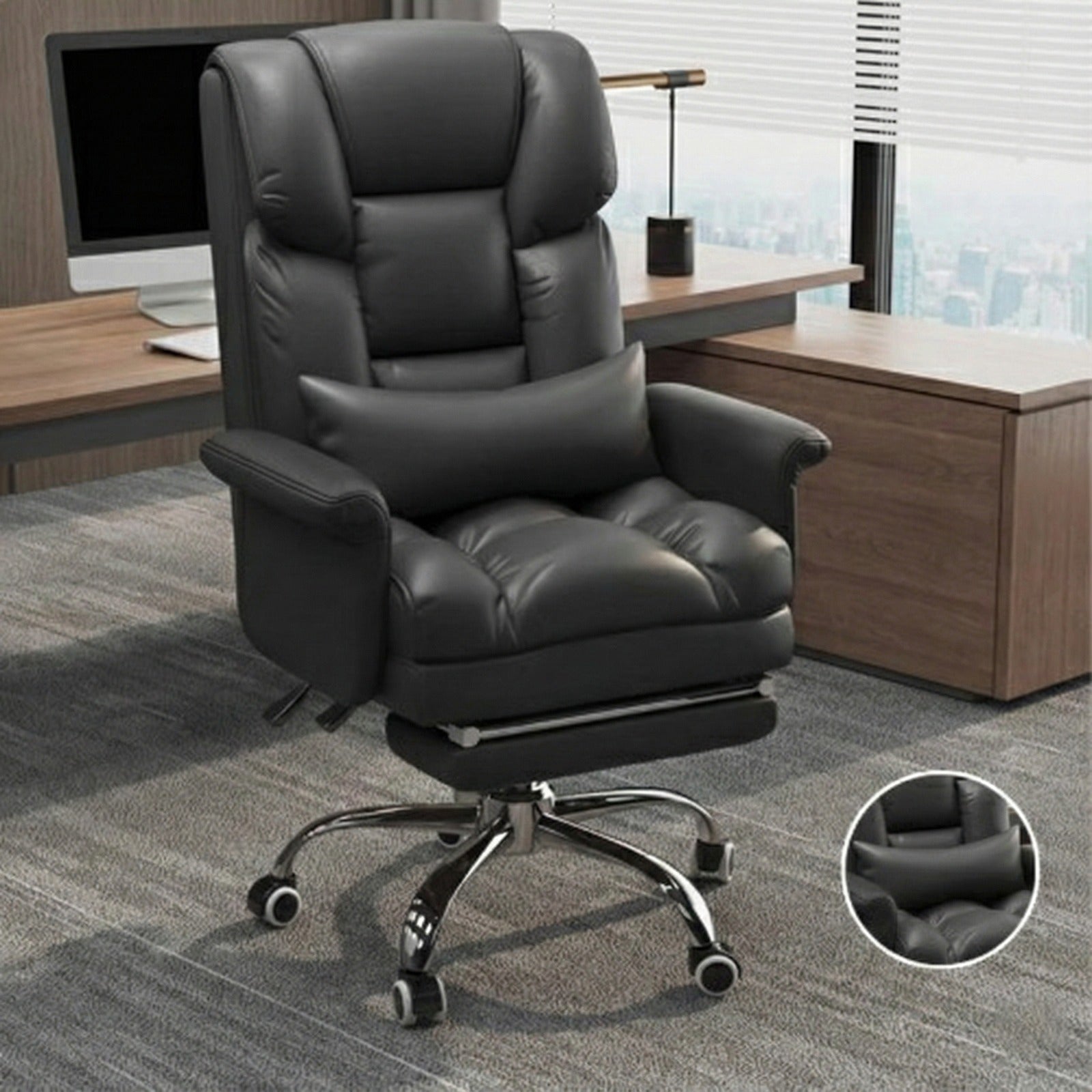 An Executive Office Chair is arranged in a Office Cabin.