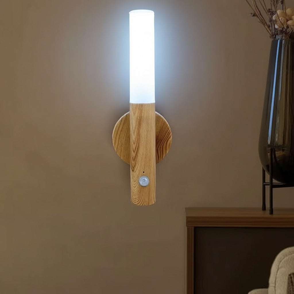 An Intelligent Motion Sensor LED Decor Light is Attached on to the Wall and Lightens.