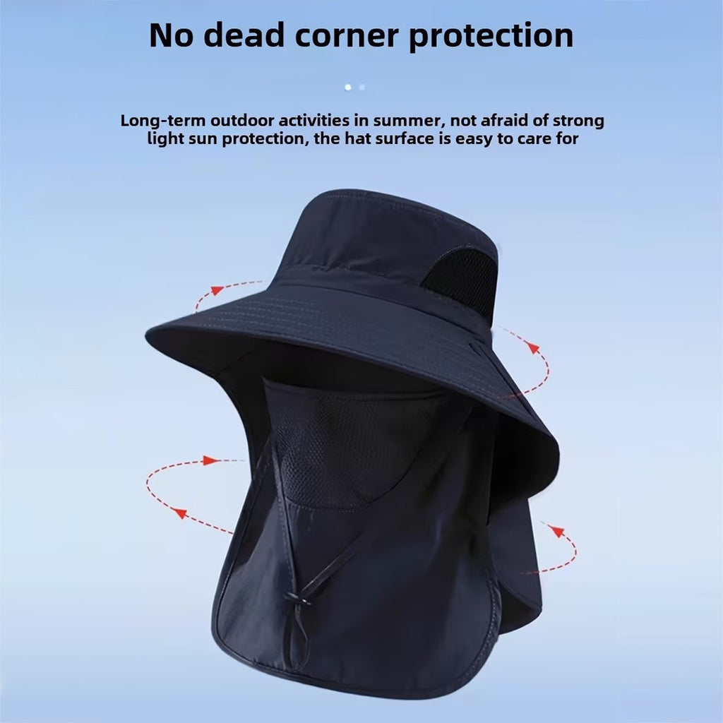 Guide Hat Outdoor UV Protection Sun Hat, Fisherman Hat with Detachable Face & Ne