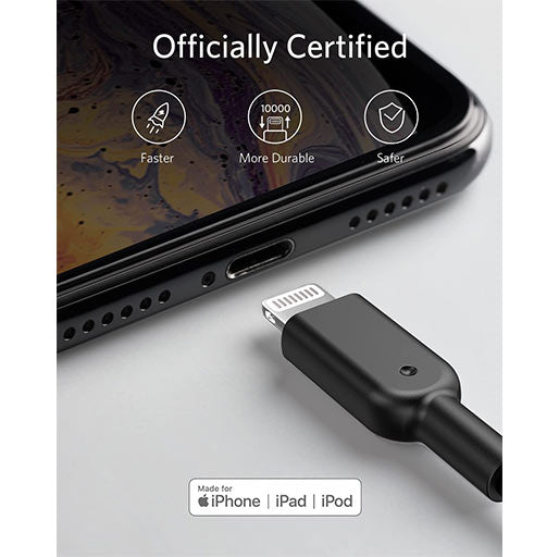 Anker iPhone Charger Cable next to the phone