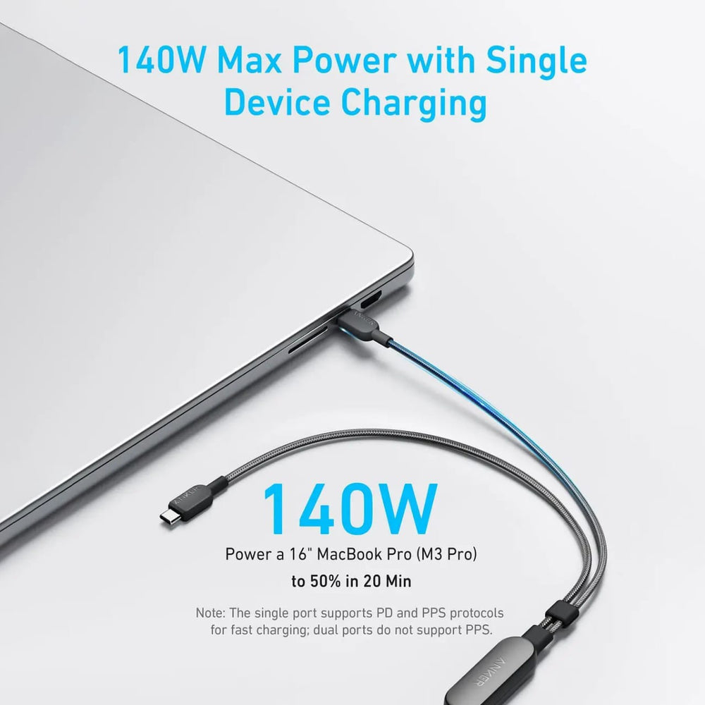 Anker 2-in-1 Cable for High-Power Devices, Ultra- Durable Cable - A889