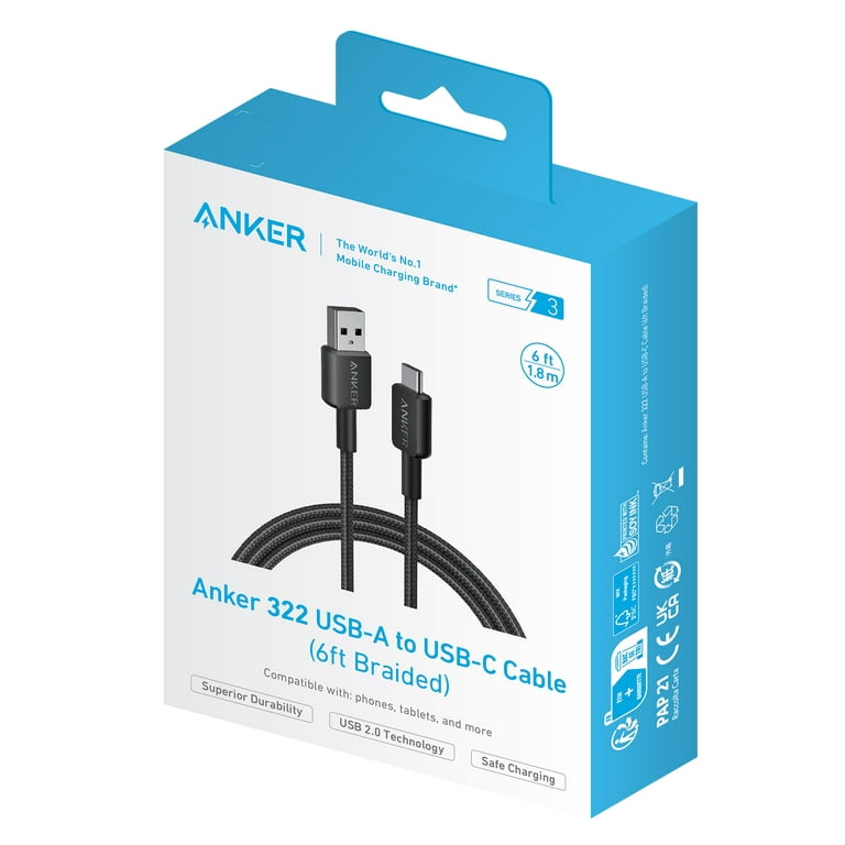 Anker 322 USB-A to USB-C Braided Cable Braided 1.8 Meter A81H6H11 with its box