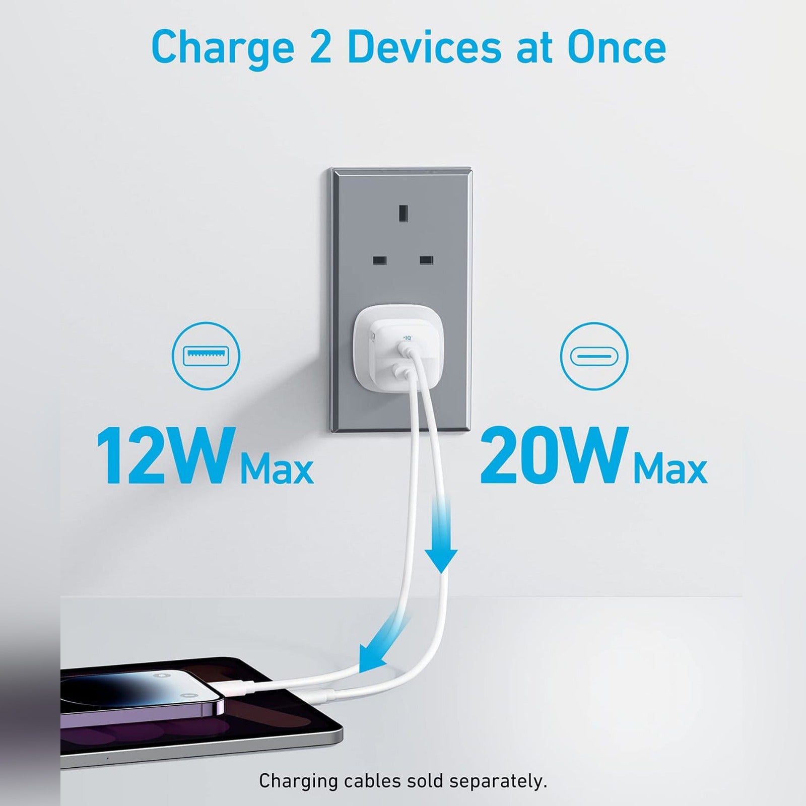 A Mobile Phone is Connected to Anker 323 Charger (33W) Series 3.