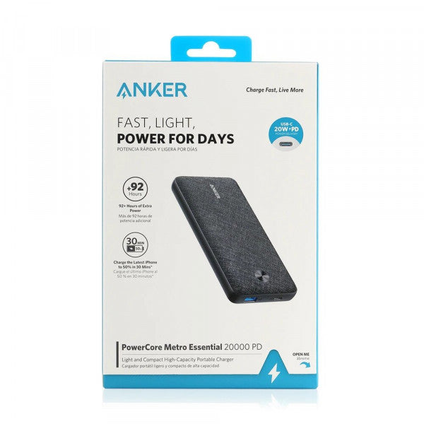 Anker PowerCore Metro Essential Power Bank 20000mAh PD with its box