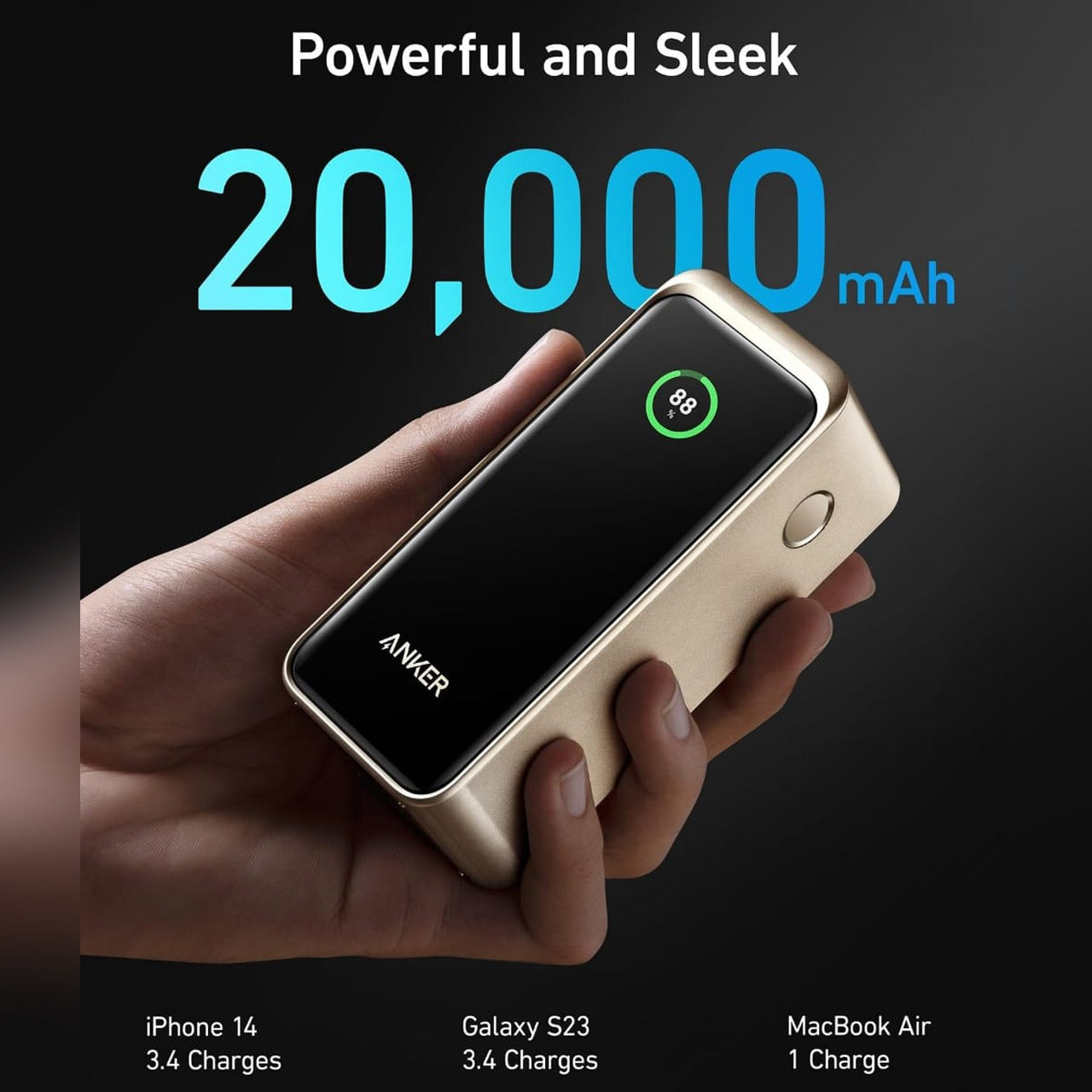 A Person is Holding Anker Prime 20,000 mAh Power Bank (200 W).