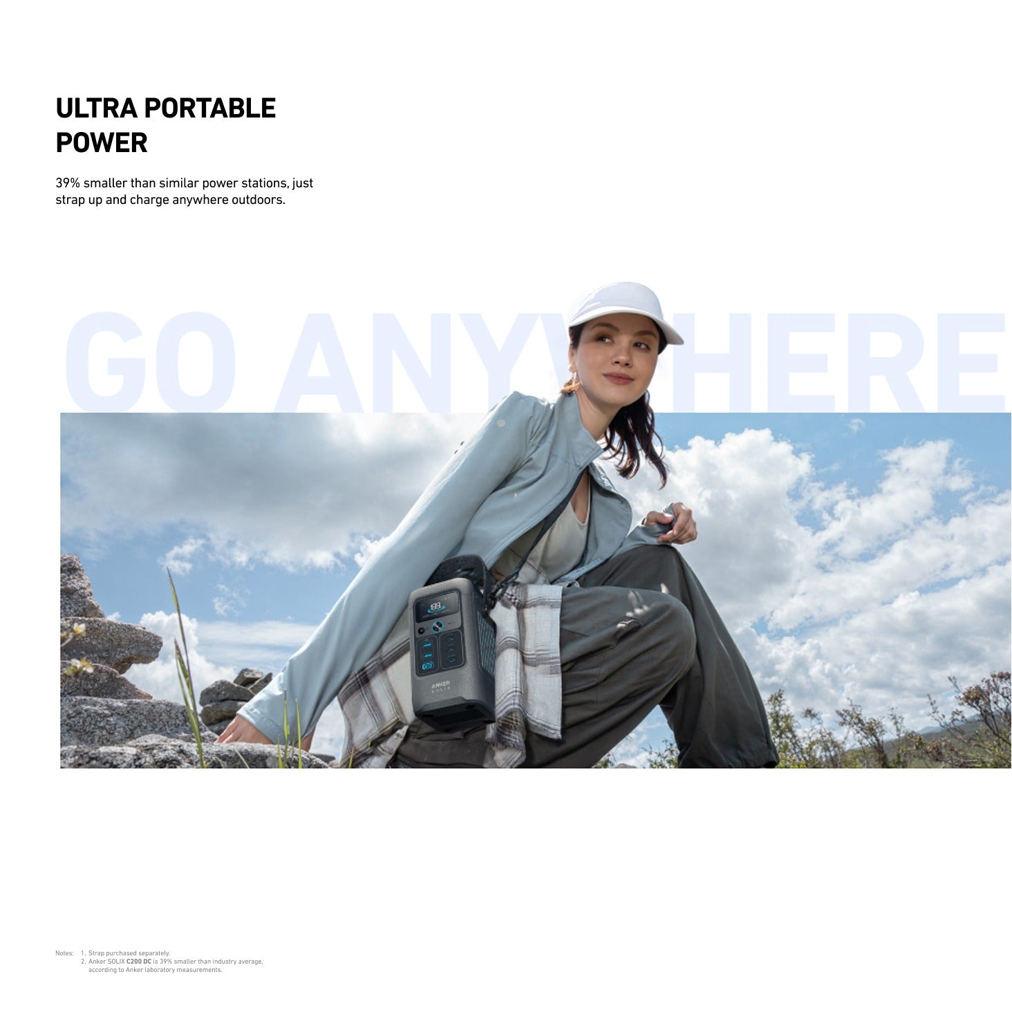 A Woman is Carrying Anker SOLIX C200 DC Portable Power Station While Hiking.