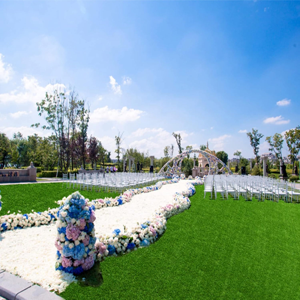 Artificial Grass Carpet laid in a wedding setup.