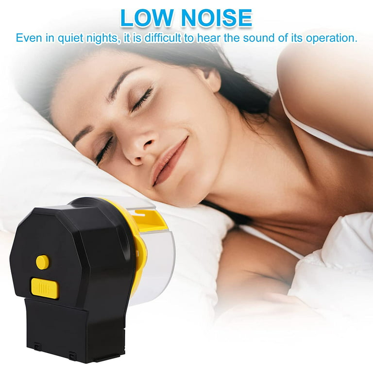 A Women is Sleeping Peacefully While Automatic Fish Feeder is Turned On.