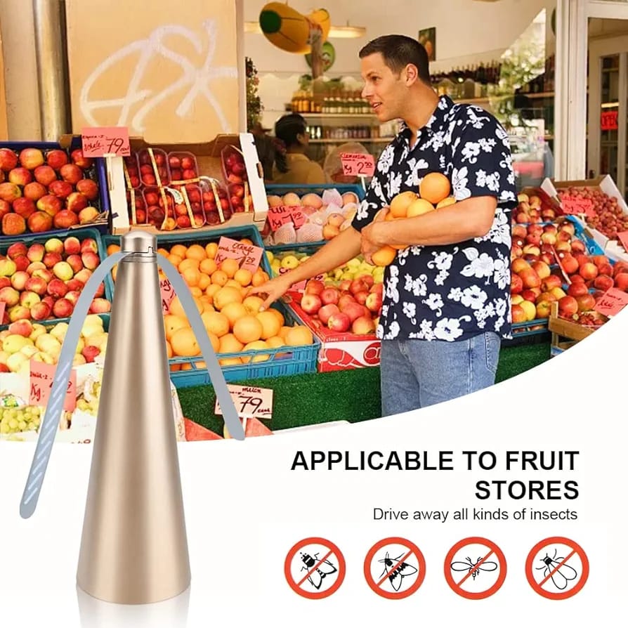A Person Buys Fruits From an Bug Free Store By Using Automatic Fly Catcher.