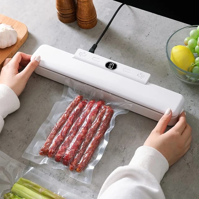 Meat is Packed in a Food Vacuum Sealer Bags Using Vacuum Sealer Machine.