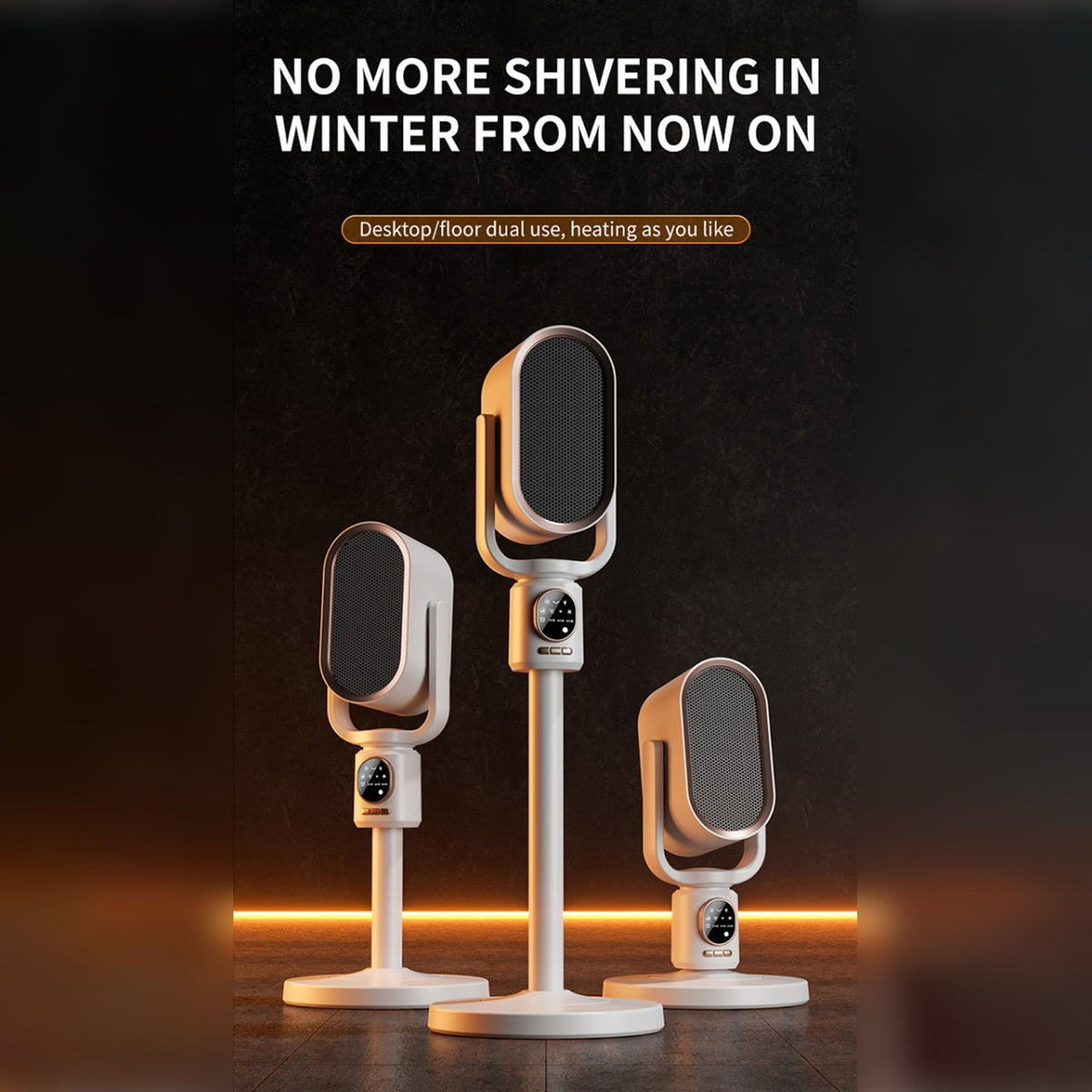Different Height Level of Automatic Shaking Head Fan Heater.