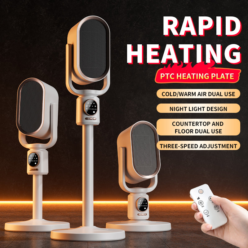 A Person is Operating Automatic Shaking Head Fan Heater