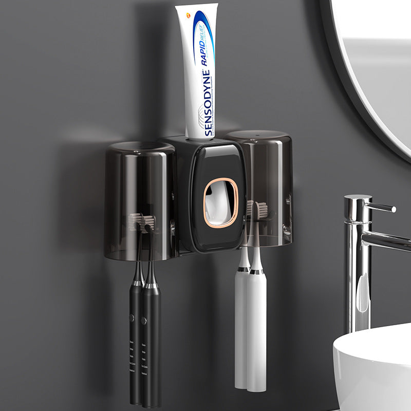 Automatic Toothpaste Dispenser, Two Cups Toothbrush Holder Stand Organizer Rack Automatic Toothpaste Dispenser, Two Cups Toothbrush Holder Stand Organizer Rack