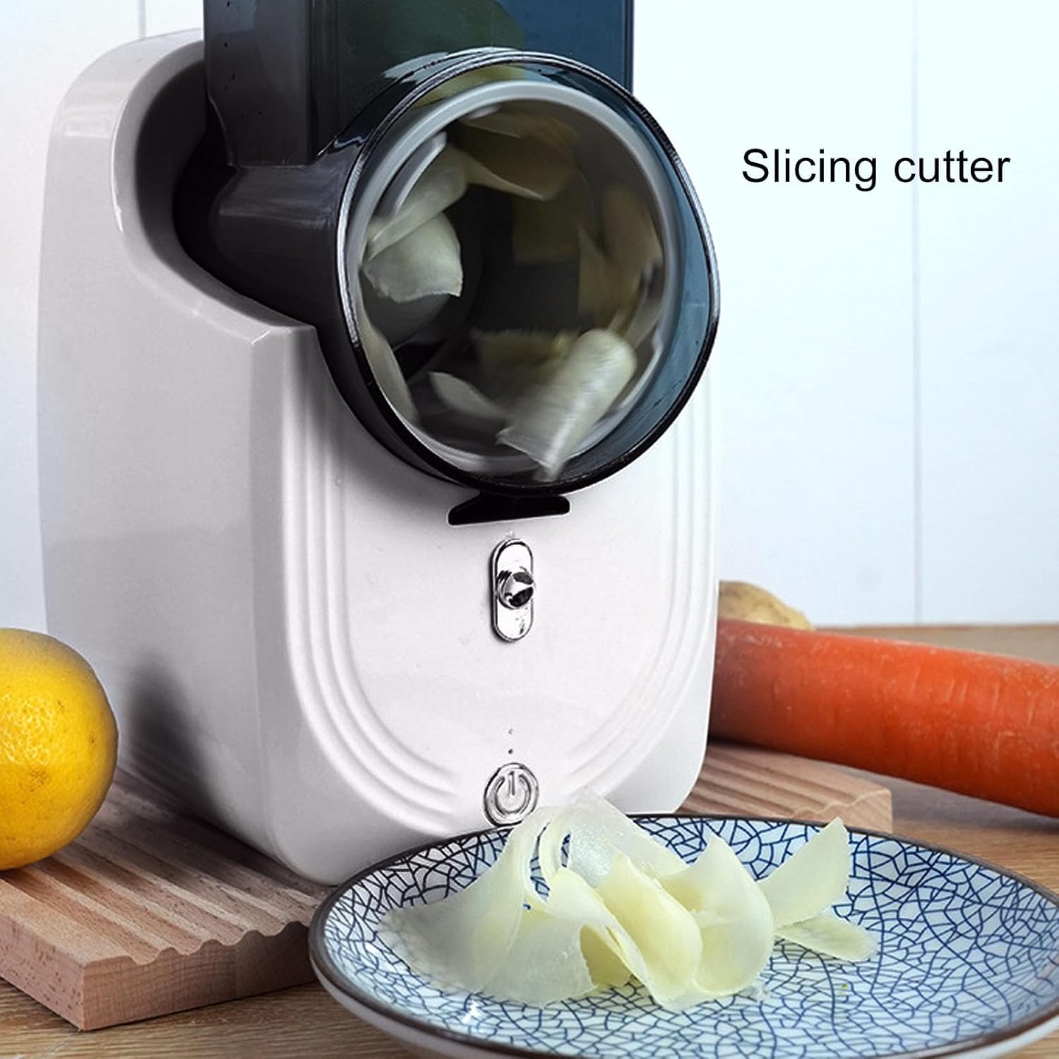 An Automatic Vegetable Cutter Chopper Machine Slicing Vegetables