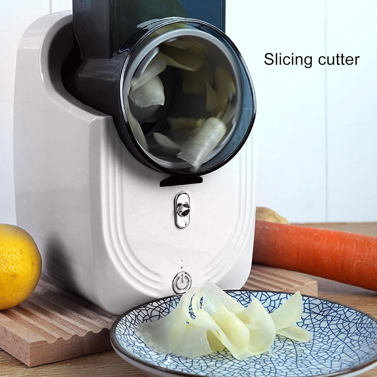An Automatic Vegetable Cutter Chopper Machine Slicing Vegetables