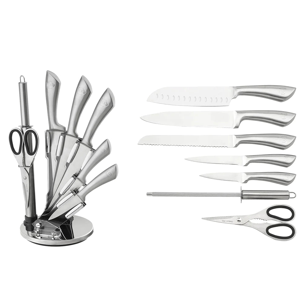 8 Pcs/Set Stainless Steel Kitchen Knife Set, Household Rotating Kitchen Tools