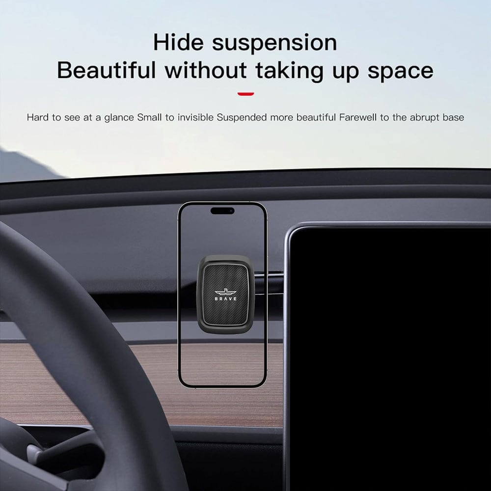 BRAVE Magnetic Car Phone Holder Placed On Car.