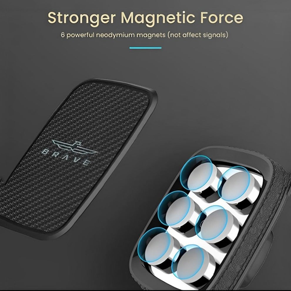 Strong Magnetic Force Of BRAVE N52H Foldable Magnetic Car Phone Holder.