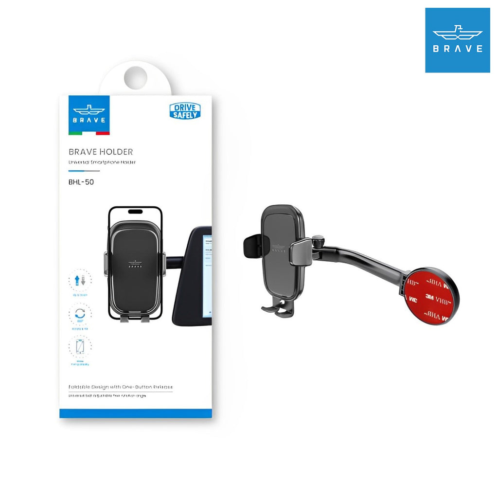 BRAVE Universal Smartphone Holder, Foldable Adjustable Car Mount - BHL-50 BRAVE Universal Smartphone Holder, Foldable Adjustable Car Mount - BHL-50