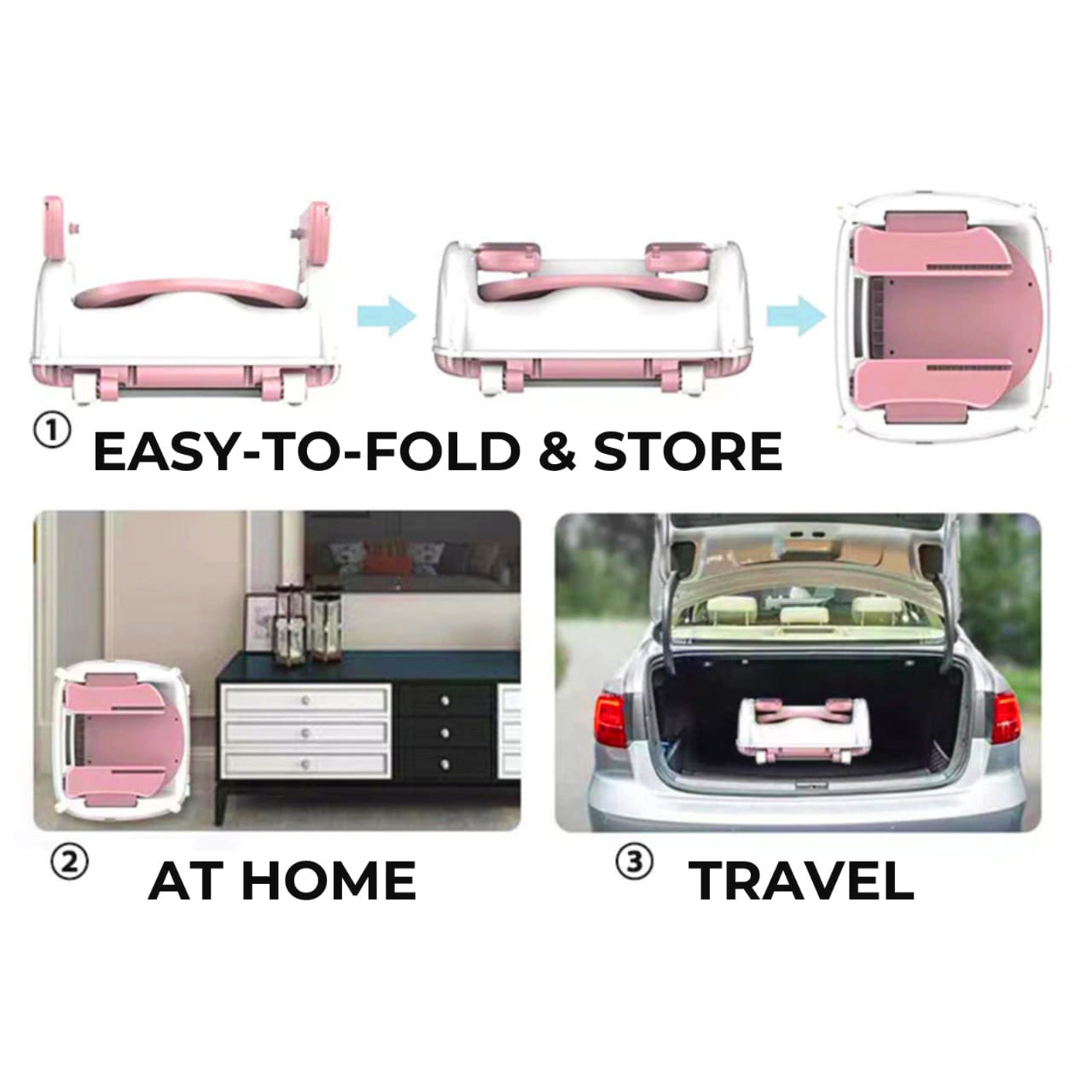 Folding and Storage Of Baby Feeding High Chair.