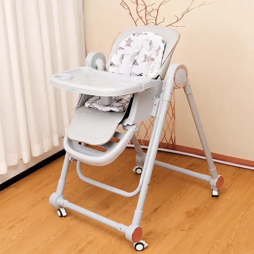 A Baby Feeding High Chair in Grey Color.