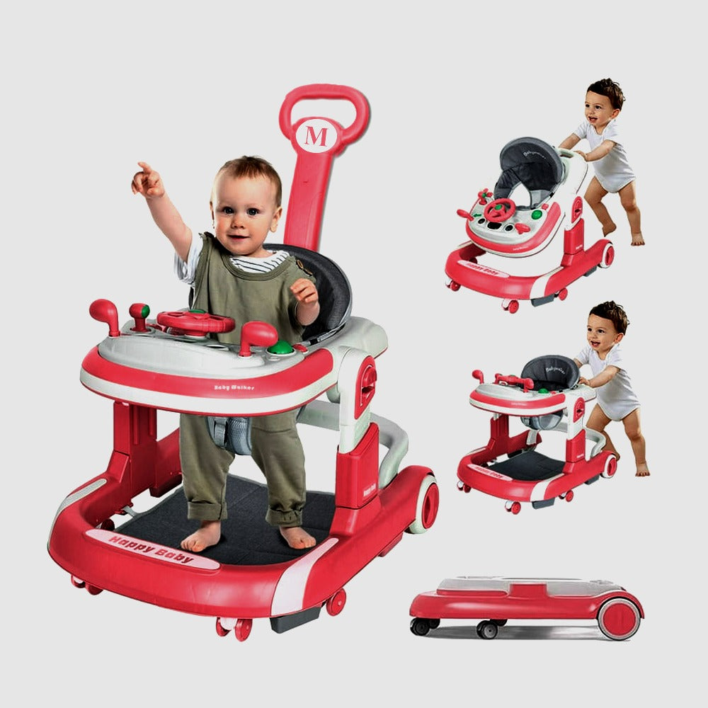 Babies are Walking Using Baby Infant Walker with Push Handle.