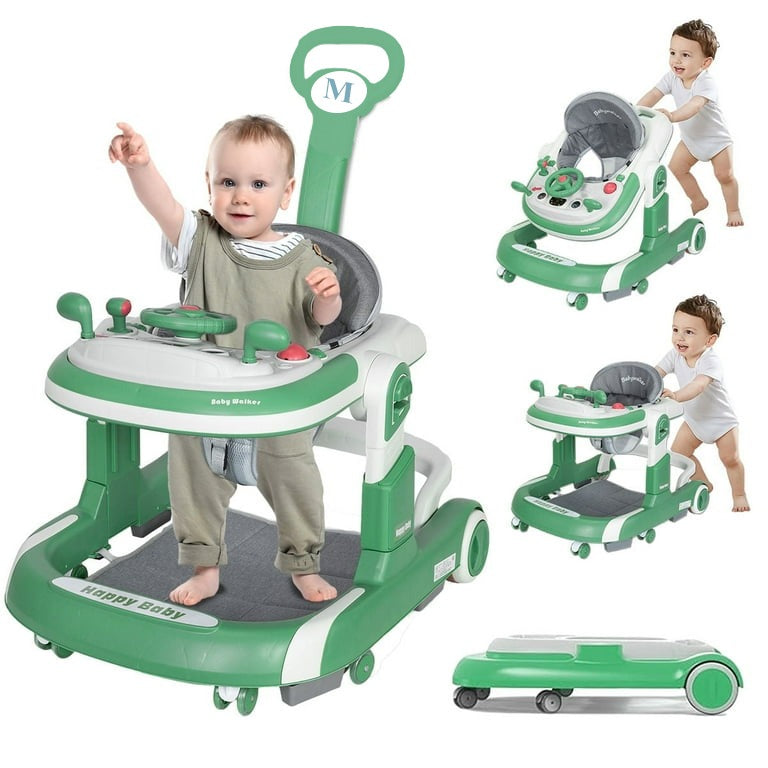 Babies are Walking Using Baby Infant Walker with Push Handle.