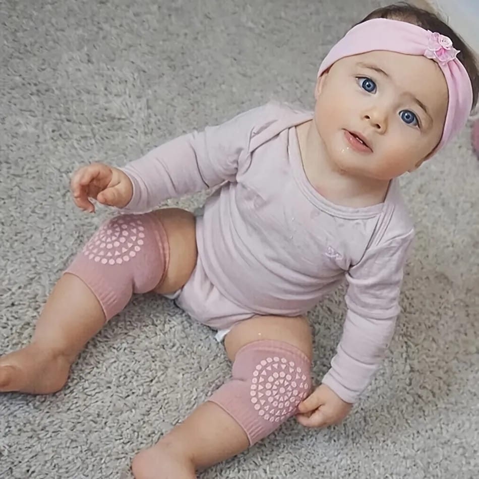 Cute Baby Wearing Anti-Slip Knee Protector.