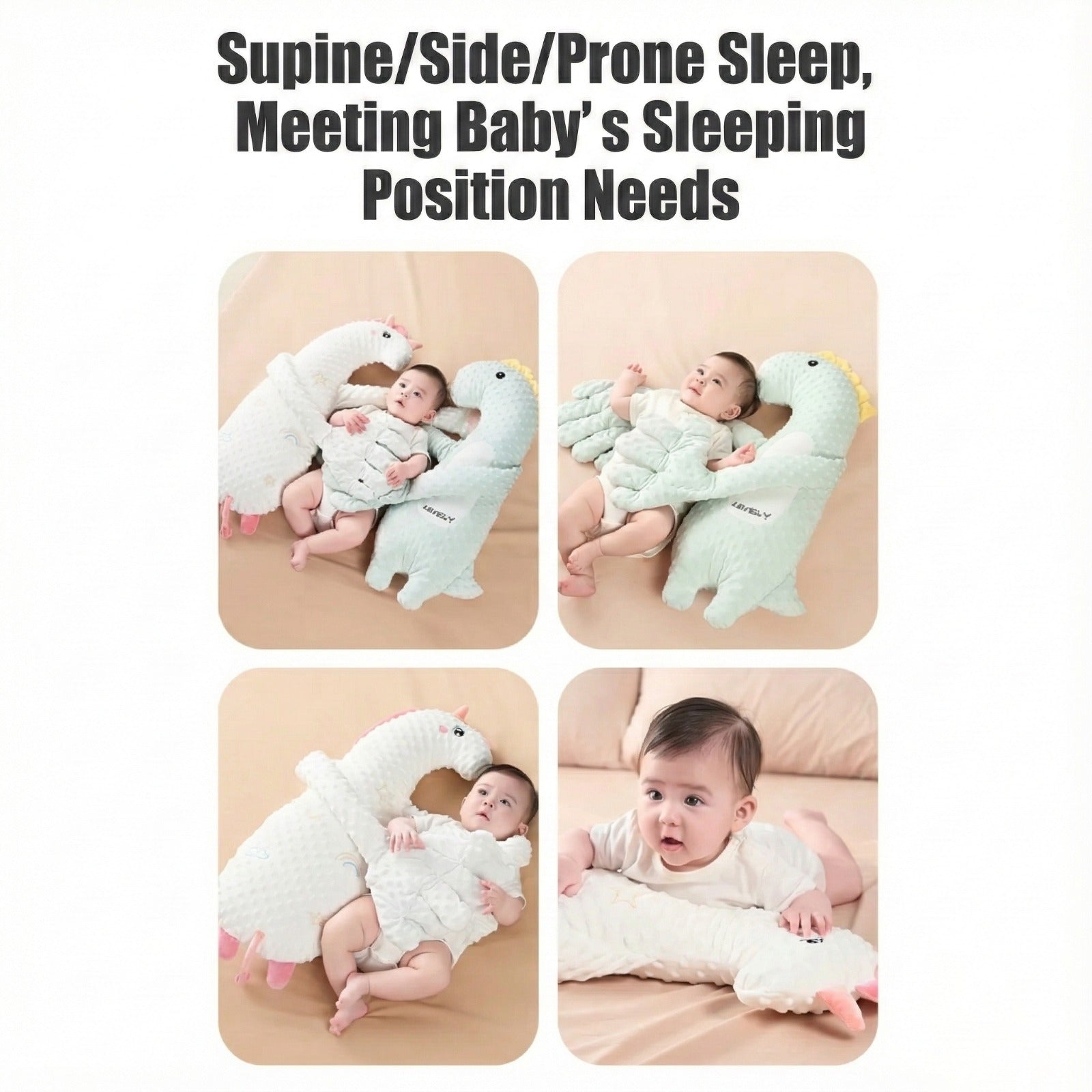 Baby sleeping comfortably in a Baby Patter cushion that cuddles and soothes with gentle arms.