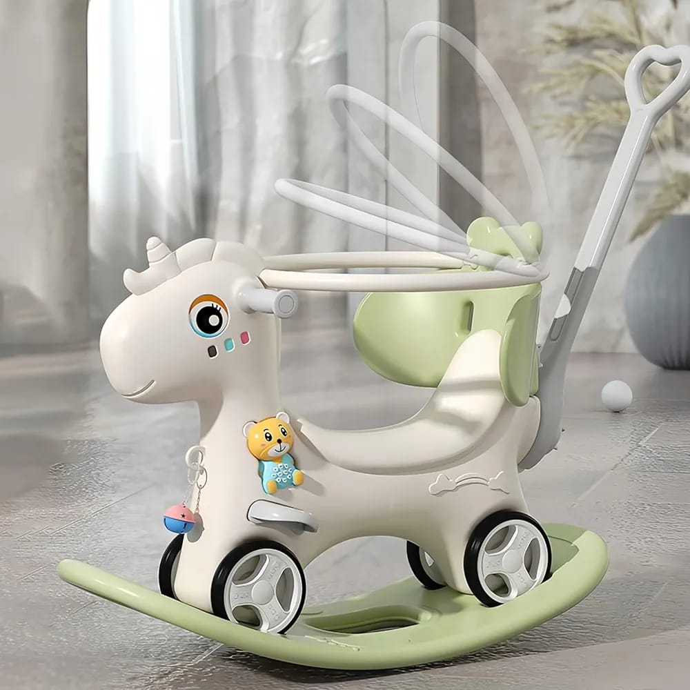 Baby Rocking Horse In Green Color.