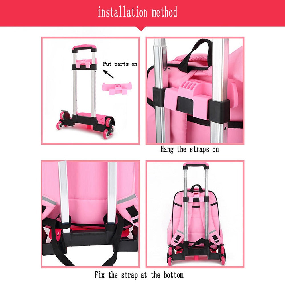 Backpack Trolley School Bag Trolley For Kids, Adults Foldable Rollin