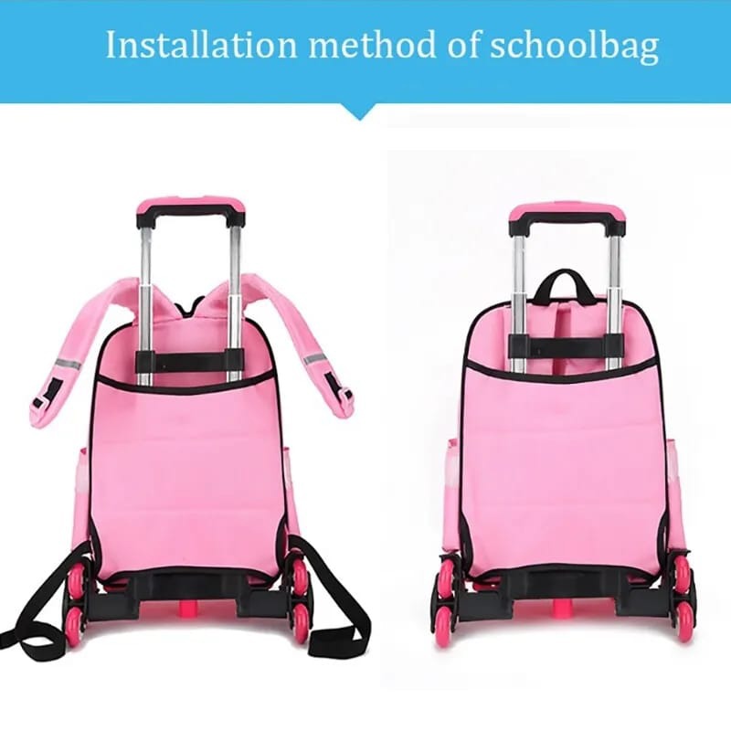 Schoolbag is Installed on Backpack Trolley.