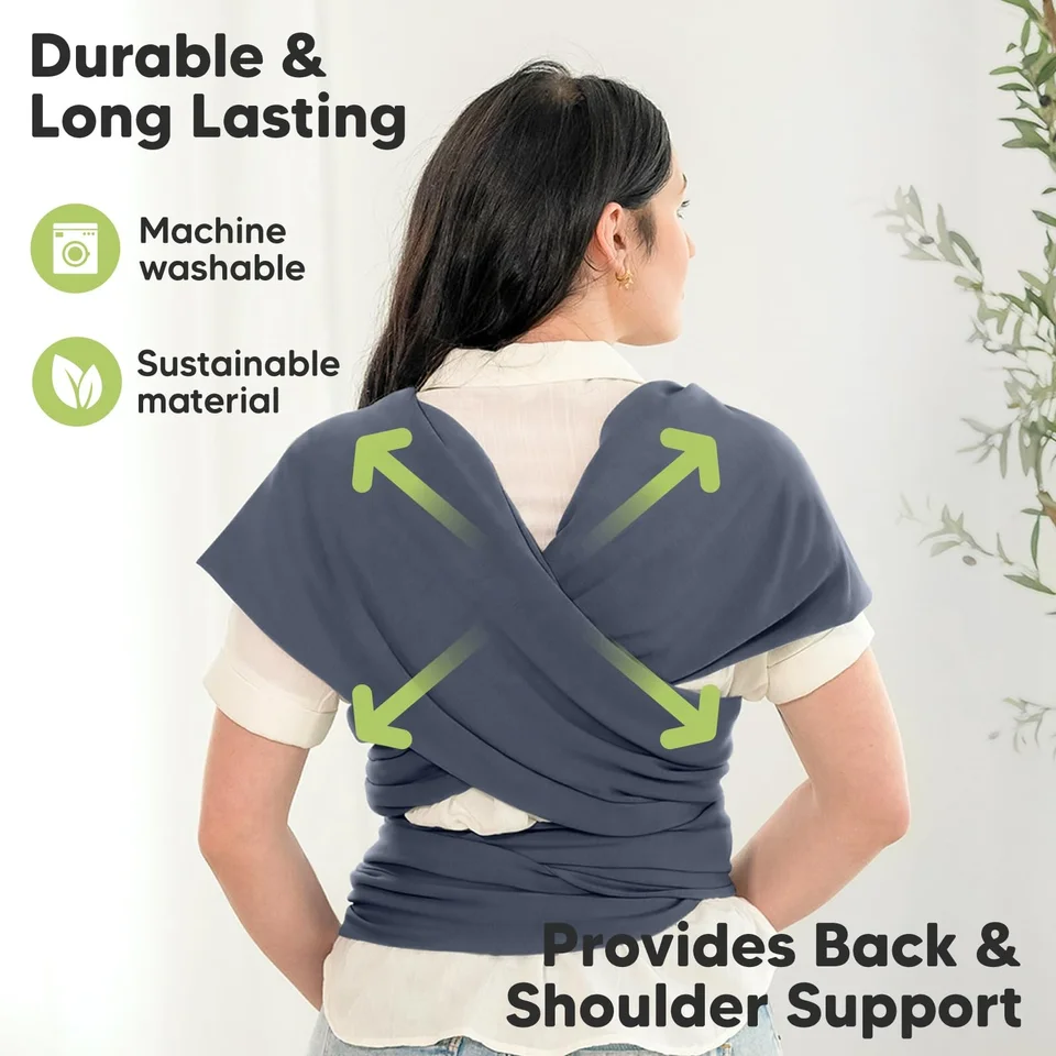 Backside View Of Women Wearing  Newborn Baby Wrap Carrier Cloth