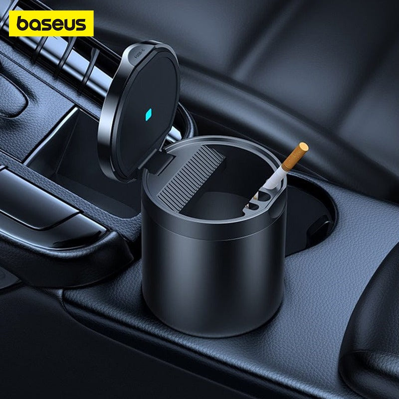 Baseus Premium 2 Series LED Car Ashtray, Aluminum Alloy, Spill-Proof & Heat-Resistant Design