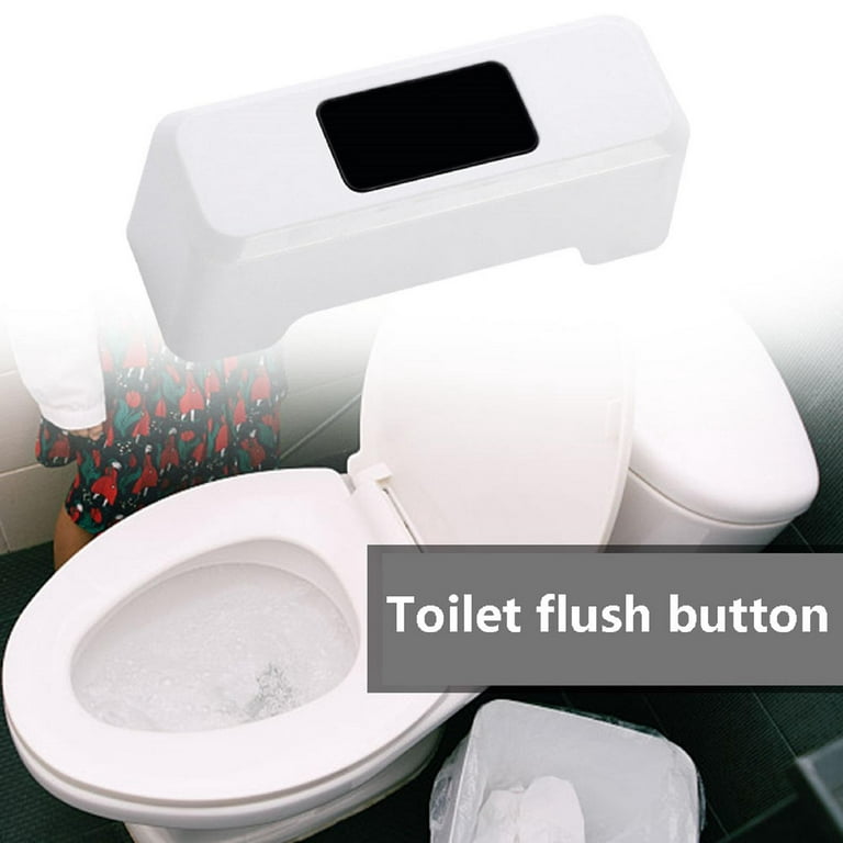 Automatic Sensing Toilet Flush Button Placed On a Bathroom.