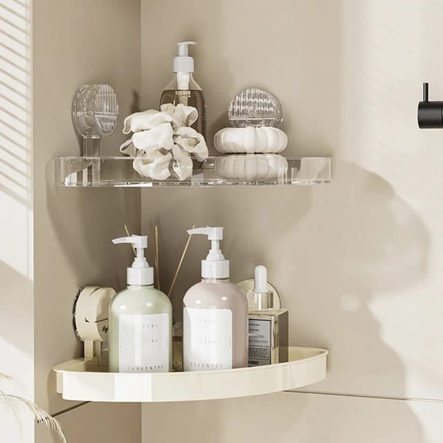 Bathroom Storage Rack, Shower Corner Wall-Mounted Suction Cup Organizer Shelf Bathroom Storage Rack, Shower Corner Wall-Mounted Suction Cup Organizer Shelf