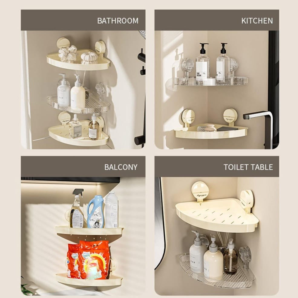 Bathroom Storage Rack, Shower Corner Wall-Mounted Suction Cup Organizer Shelf Bathroom Storage Rack, Shower Corner Wall-Mounted Suction Cup Organizer Shelf