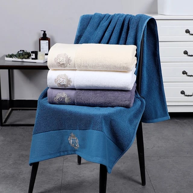 Cotton Bathroom Towel Set in a Chair.
