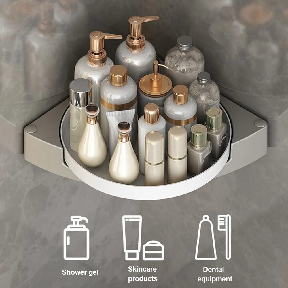 360° Rotatable Washroom and kitchen Corner Rack - Wall-Mounted Bathroo