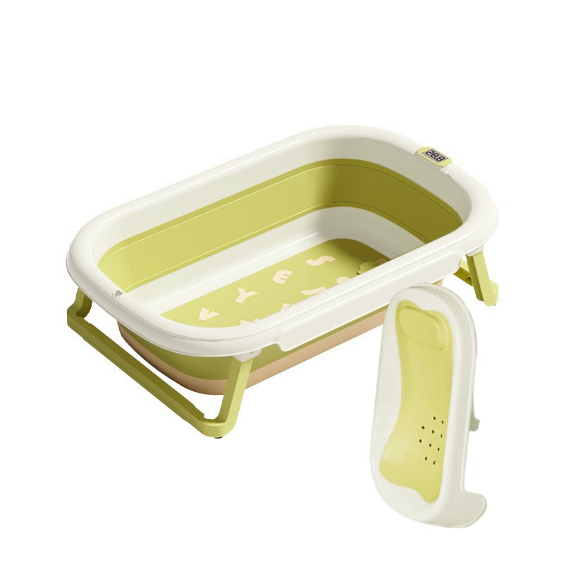 Green Baby Bathtub with Support Seat.