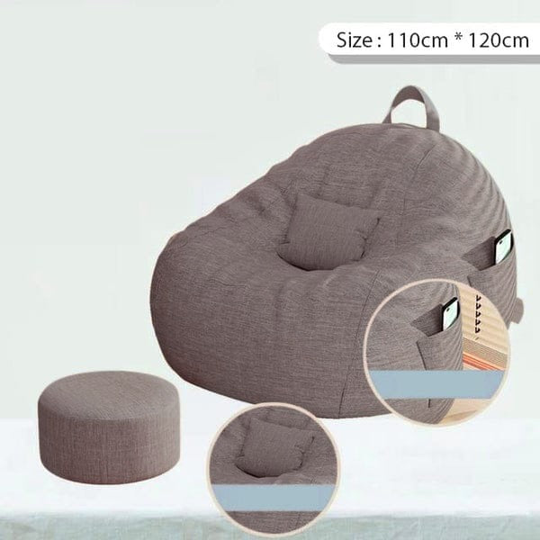 Size of Brown Padded Bean Bag Chair.